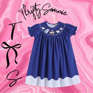 Lil Cactus Christmas Nativity Smocked Bishop Dress